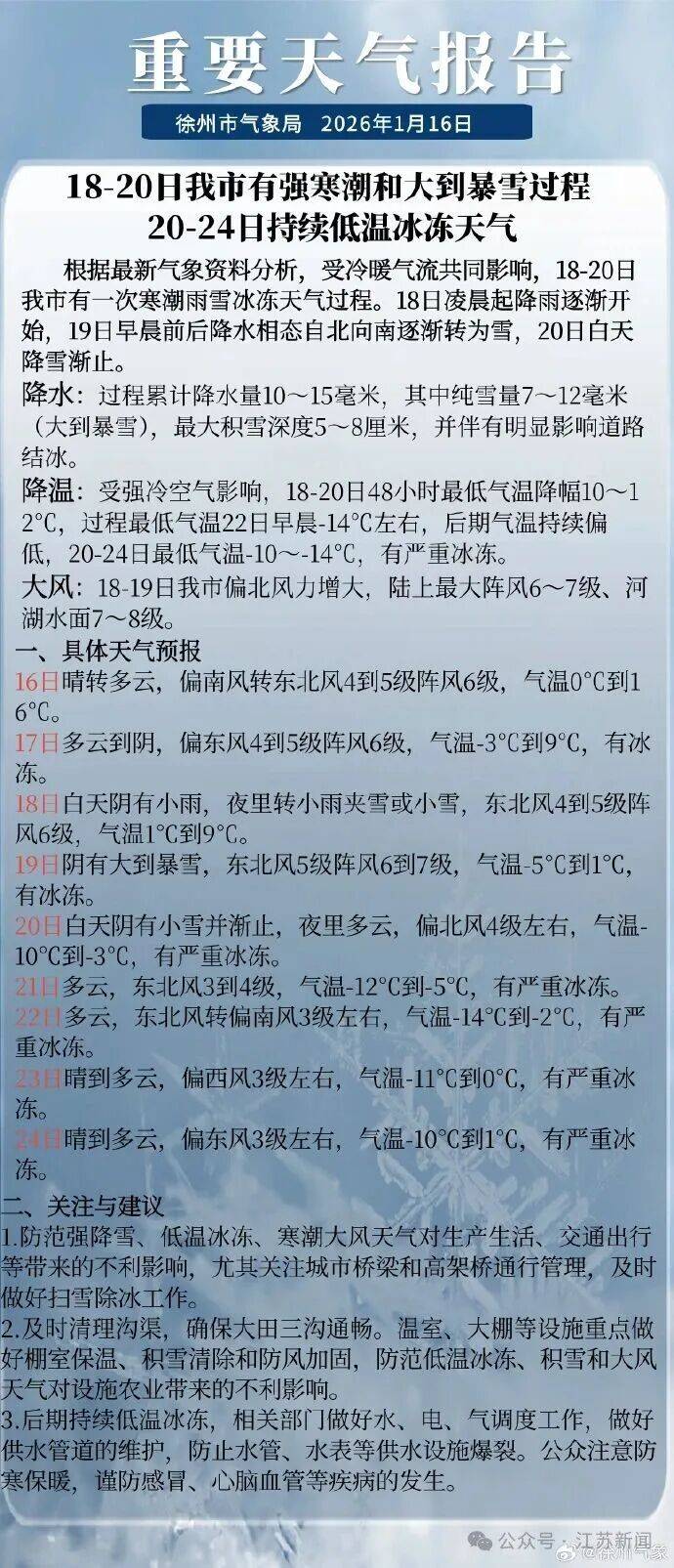 世界杯代理拿盘
_强寒潮世界杯代理拿盘
!大到暴雪!南京、徐州、盐城……江苏多地发布降雪预报